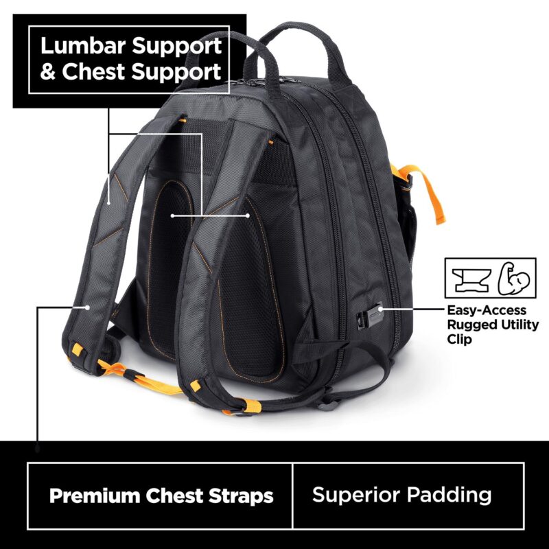 STEELHEAD 48-Pocket Heavy-Duty Tool Backpack, Padded Back Support, Reinforced Bottom, Rubber Feet, Perfect for Electricians, Plumbers, Contractors, HVAC Techs - Image 7