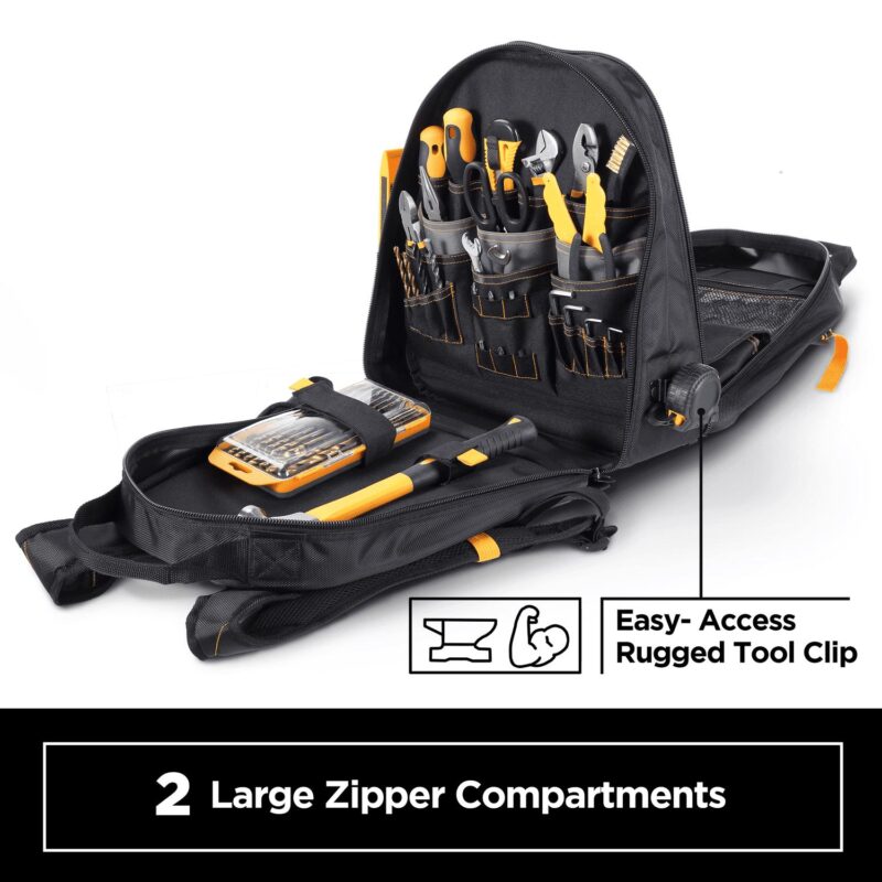 STEELHEAD 48-Pocket Heavy-Duty Tool Backpack, Padded Back Support, Reinforced Bottom, Rubber Feet, Perfect for Electricians, Plumbers, Contractors, HVAC Techs - Image 4