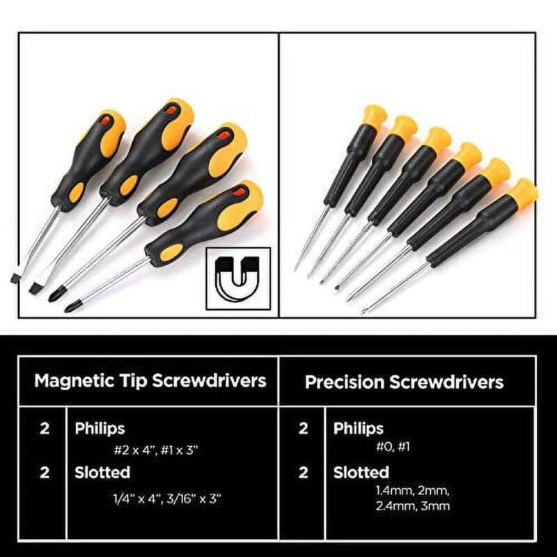 STEELHEAD 87-Piece Tool Set, Screwdriver Handle, 11 Bits, Magnetic Screwdrivers, Pliers, Tape Measure, 9a Torpedo Level, Hammer, Wrenches, Rugged 14a Tool Box - Image 3