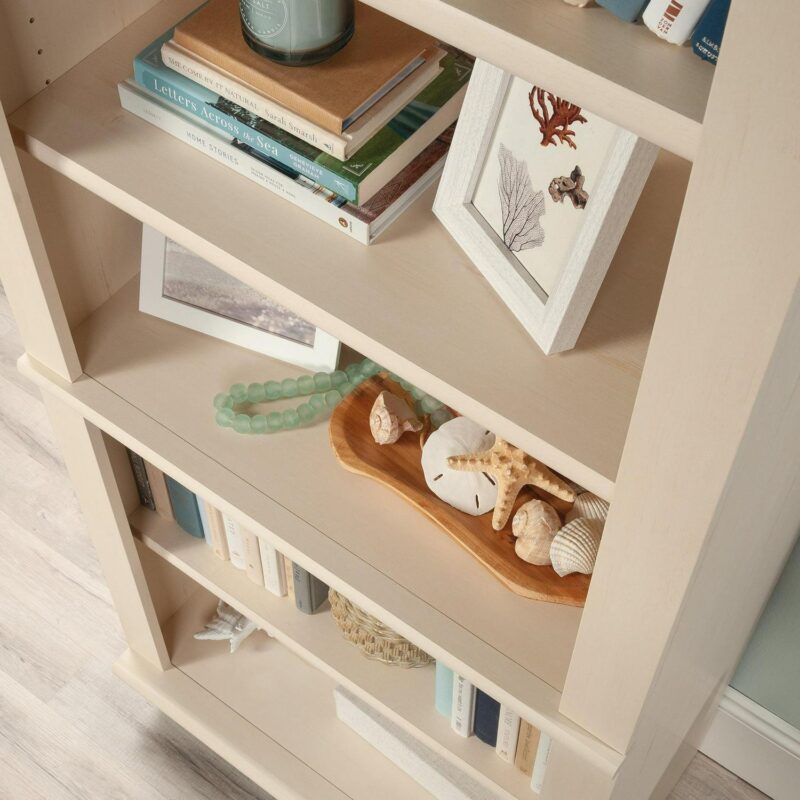 Sauder Harbor View Library Bookcase, Antiqued White Finish - Image 9