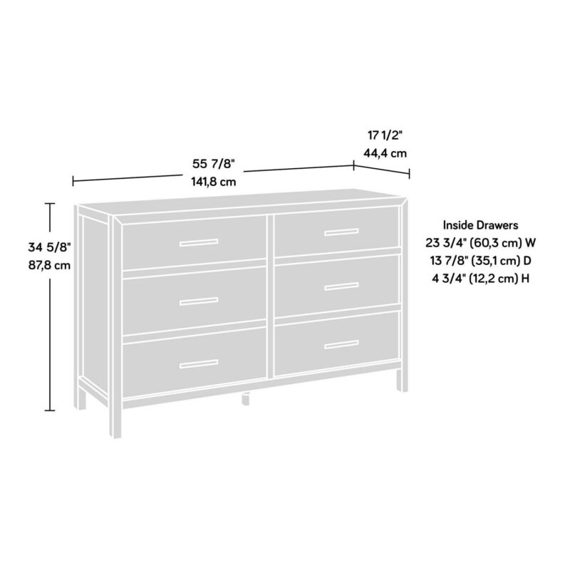 Sauder Pacific View 6-Drawer Bedroom Dresser, Prime Oak Finish - Image 11