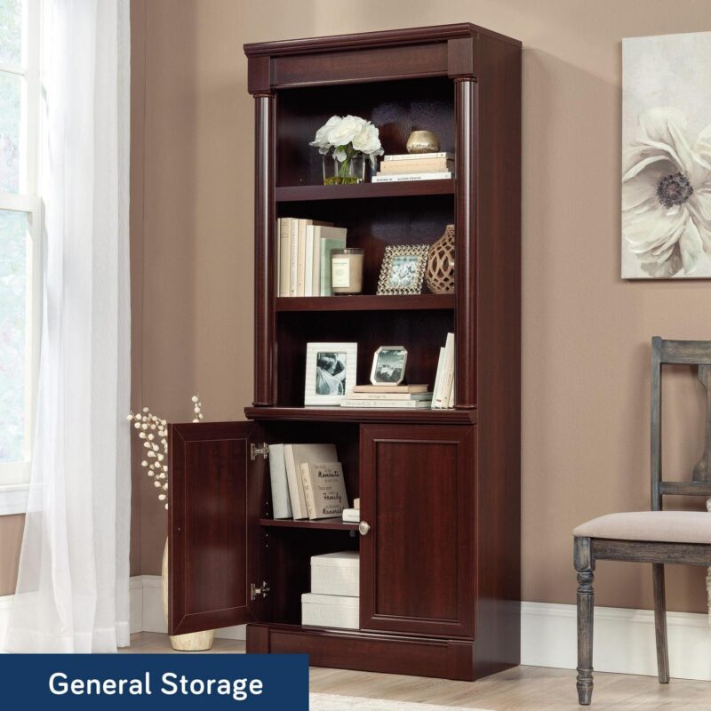 Sauder Palladia Library Bookcase With Doors, Select Cherry Finish - Image 2
