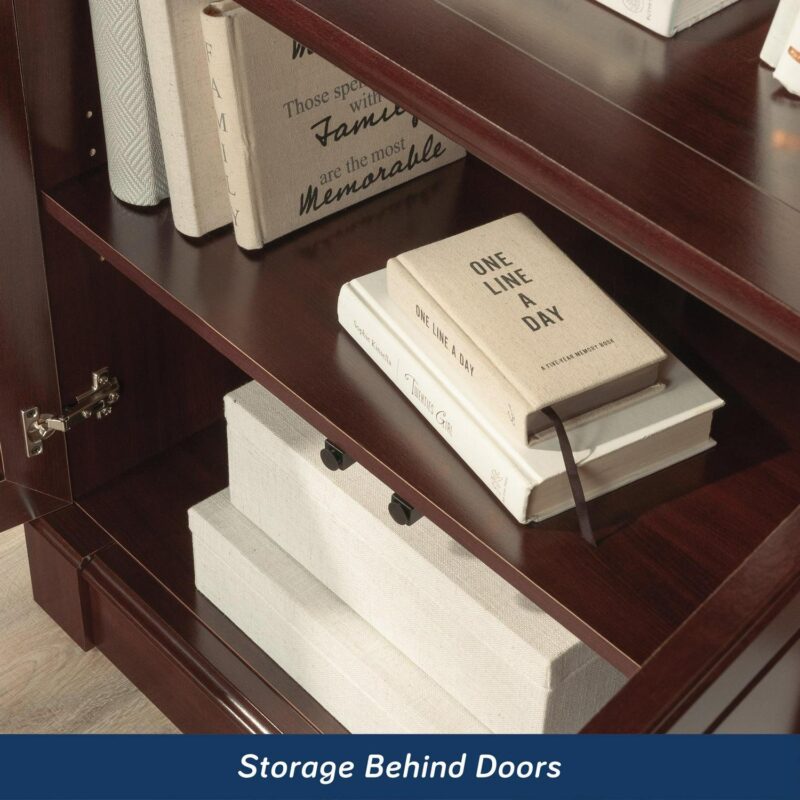 Sauder Palladia Library Bookcase With Doors, Select Cherry Finish - Image 9