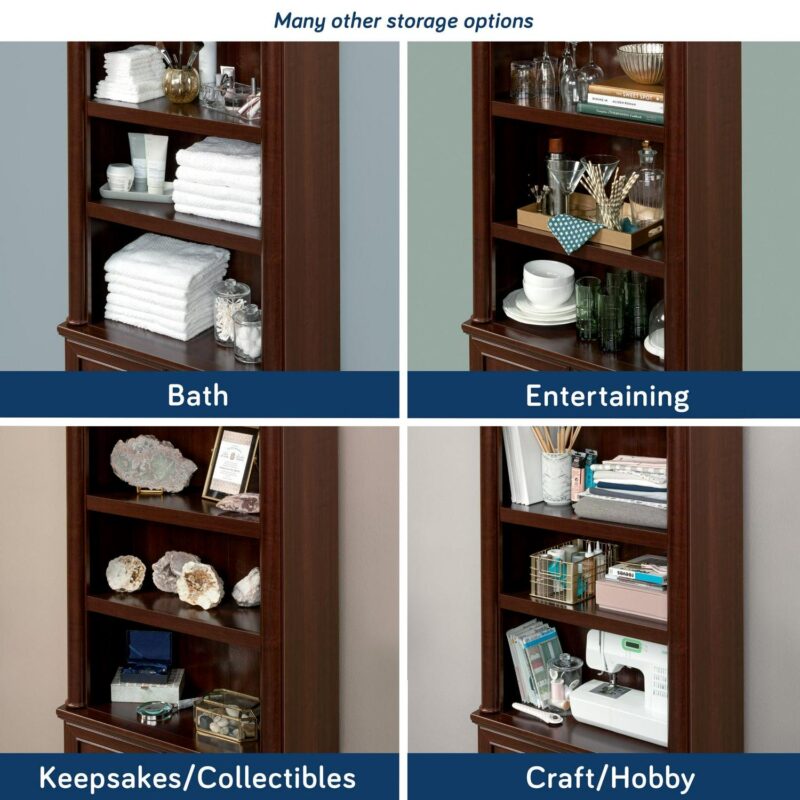 Sauder Palladia Library Bookcase With Doors, Select Cherry Finish - Image 5
