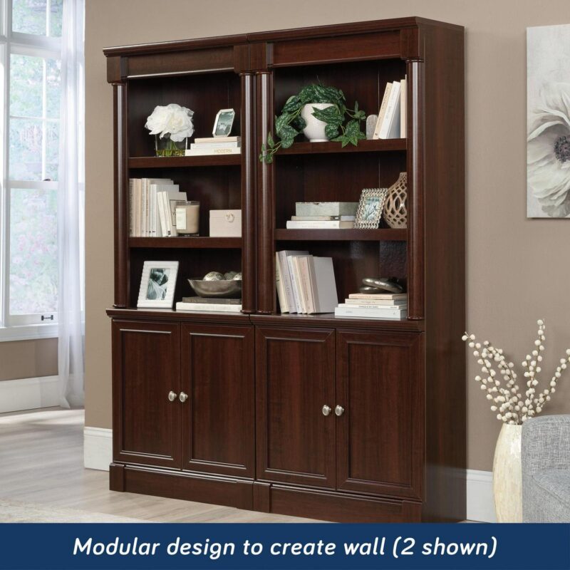 Sauder Palladia Library Bookcase With Doors, Select Cherry Finish - Image 4