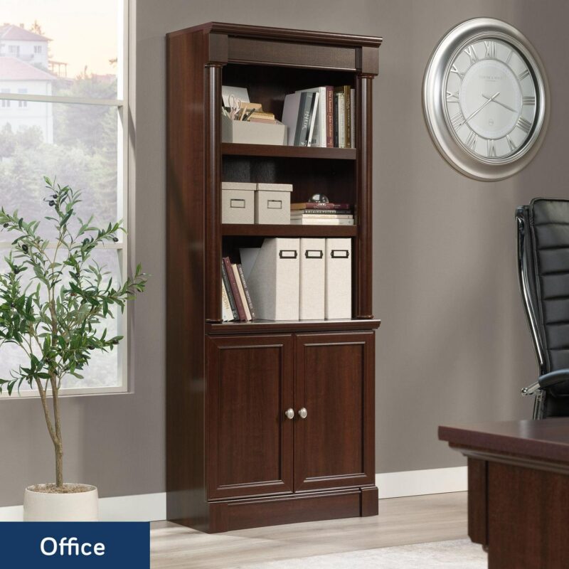 Sauder Palladia Library Bookcase With Doors, Select Cherry Finish - Image 3