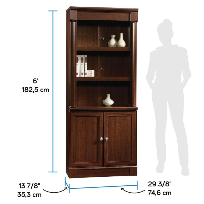 Sauder Palladia Library Bookcase With Doors, Select Cherry Finish - Image 6