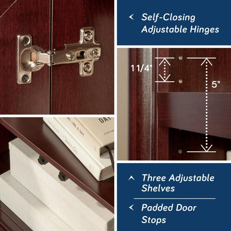 Sauder Palladia Library Bookcase With Doors, Select Cherry Finish - Image 7
