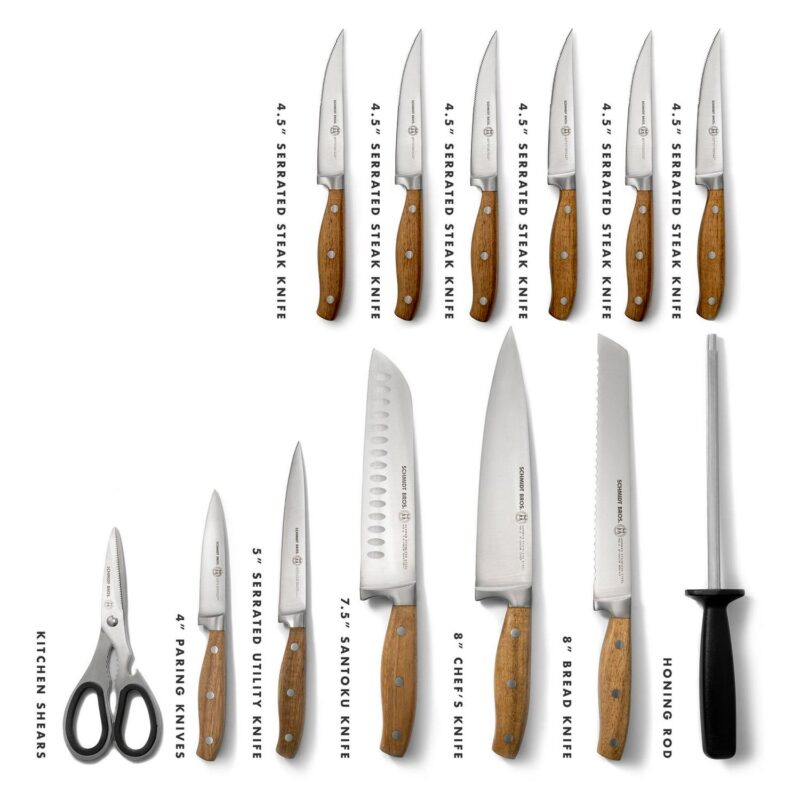 Schmidt BrothersA Cutlery 14-Piece Acacia Forged Stainless Steel Knife Block Set, Acacia Wood Handle - Image 12