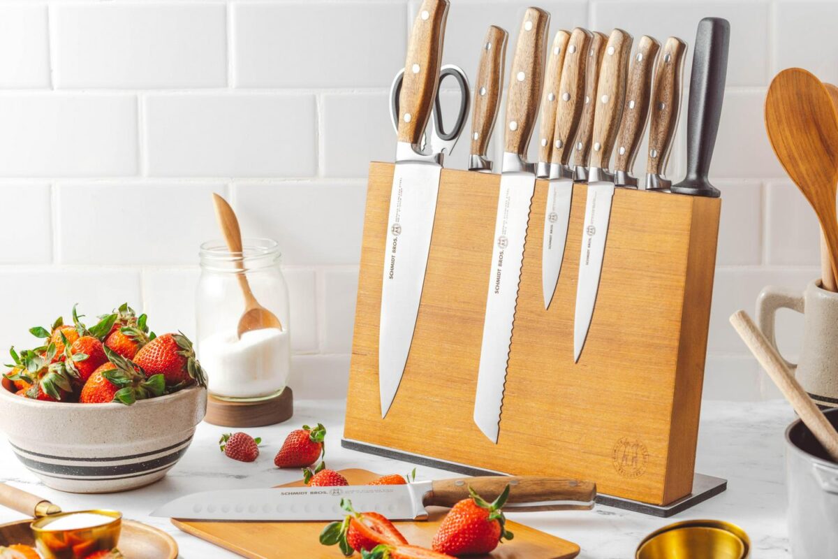 Schmidt BrothersA Cutlery 14-Piece Acacia Forged Stainless Steel Knife Block Set, Acacia Wood Handle - Image 5