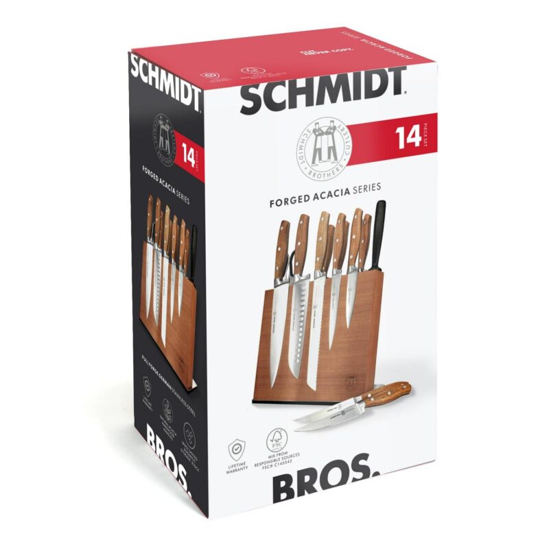 Schmidt BrothersA Cutlery 14-Piece Acacia Forged Stainless Steel Knife Block Set, Acacia Wood Handle - Image 8