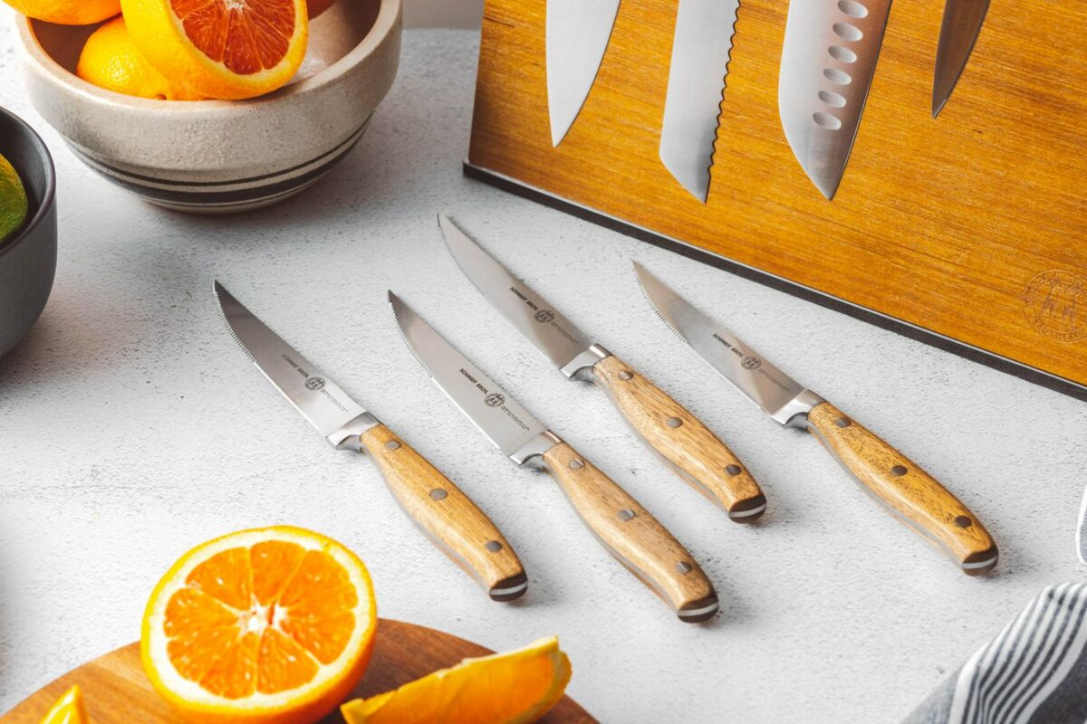 Schmidt BrothersA Cutlery 14-Piece Acacia Forged Stainless Steel Knife Block Set, Acacia Wood Handle - Image 6
