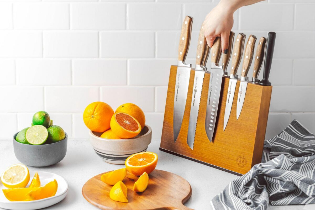 Schmidt BrothersA Cutlery 14-Piece Acacia Forged Stainless Steel Knife Block Set, Acacia Wood Handle - Image 4