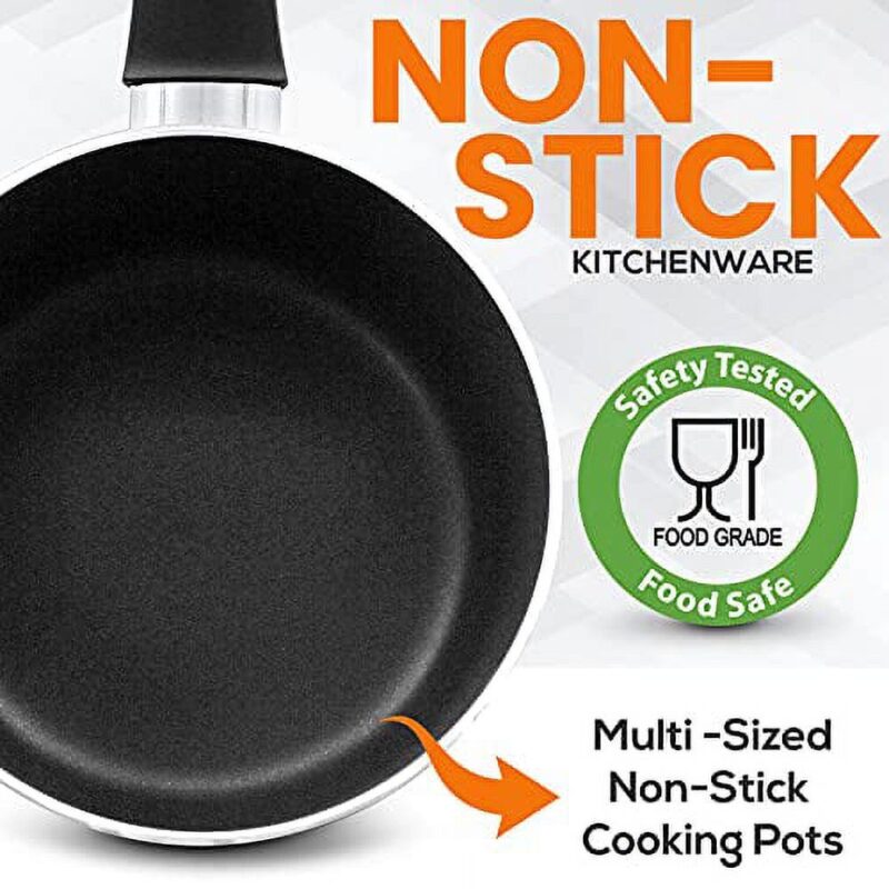 SereneLife 11 Piece Pots and Pans Non Stick Kitchenware Cookware Set, Gold - Image 4