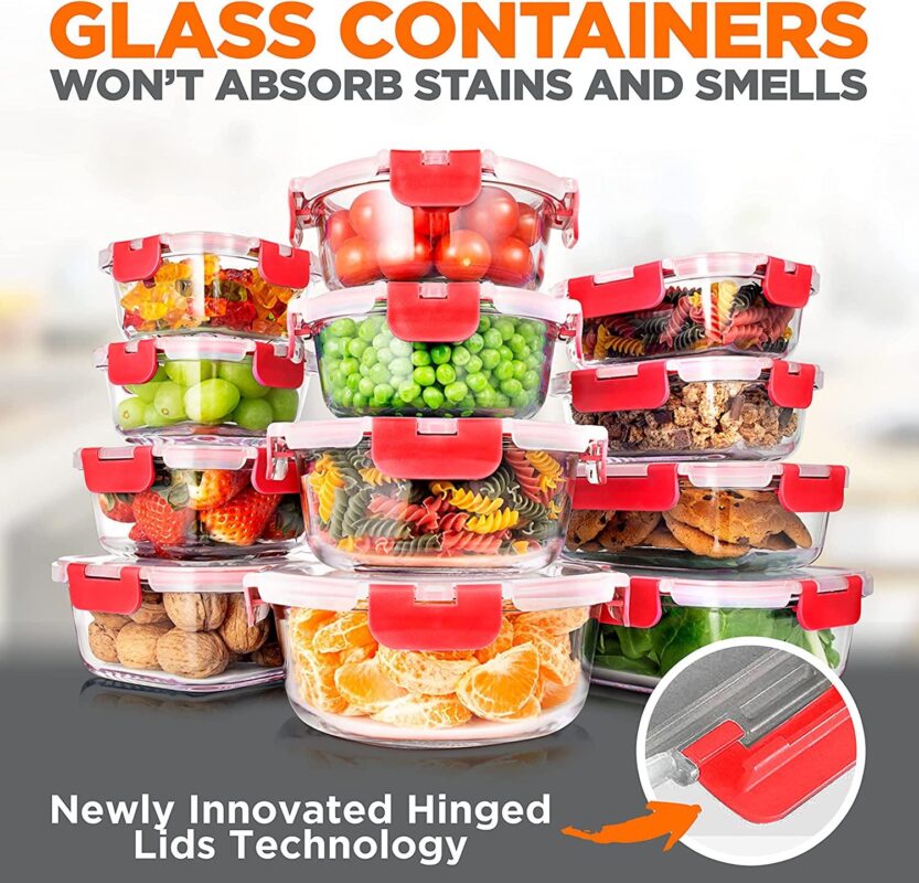 SereneLife 24-Piece Food Glass Storage Containers Superior Glass Food Storage Set, Stackable Design - Image 3