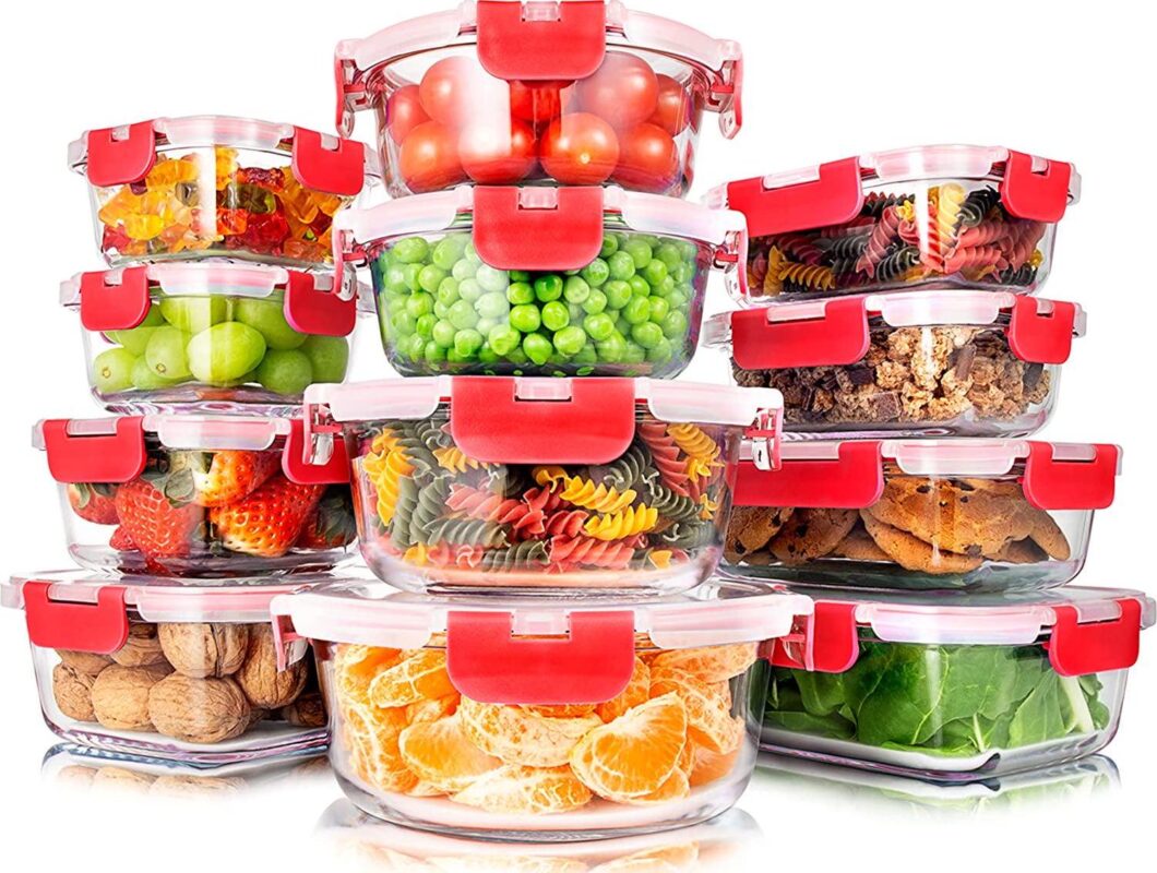 SereneLife 24-Piece Food Glass Storage Containers Superior Glass Food Storage Set, Stackable Design