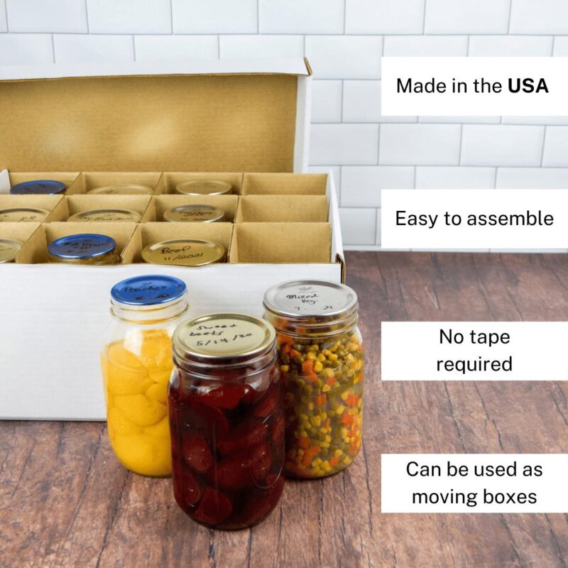 Set of 3 Mason Jar Cardboard Storage Boxes / Quart Jar Containers for Moving and Stacking - Image 4