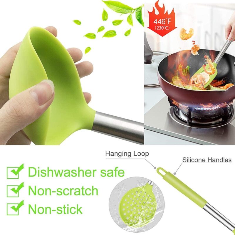 Silicone Cooking Utensil Set, 33+1 Pcs Silicone Cooking Kitchen Tools with Tongs,Spatula,Spoons,Turner,Kitchen Cookware BBQ Tools with Silicone Handle - Image 3