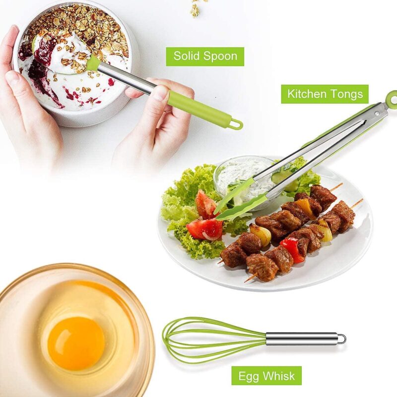 Silicone Cooking Utensil Set, 33+1 Pcs Silicone Cooking Kitchen Tools with Tongs,Spatula,Spoons,Turner,Kitchen Cookware BBQ Tools with Silicone Handle - Image 6