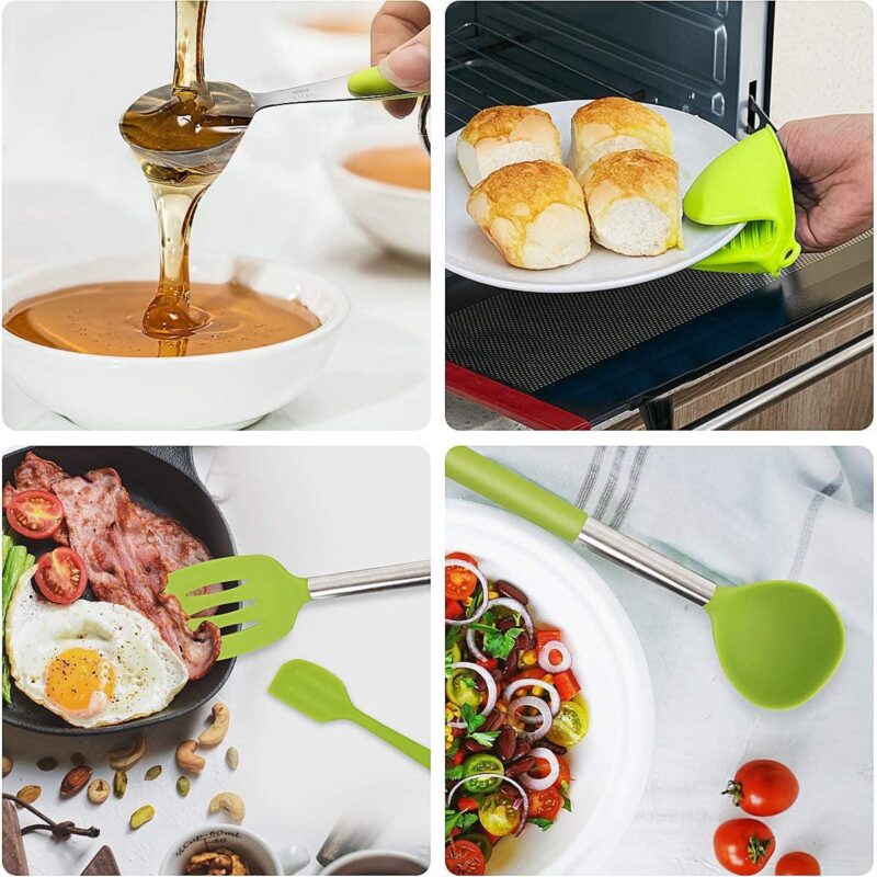 Silicone Cooking Utensil Set, 33+1 Pcs Silicone Cooking Kitchen Tools with Tongs,Spatula,Spoons,Turner,Kitchen Cookware BBQ Tools with Silicone Handle - Image 4