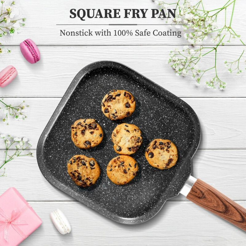 Sophia and William 17 Pieces Cookware and Bakeware Set Granite Non-stick Aluminum Pots and Pans, Black - Image 9