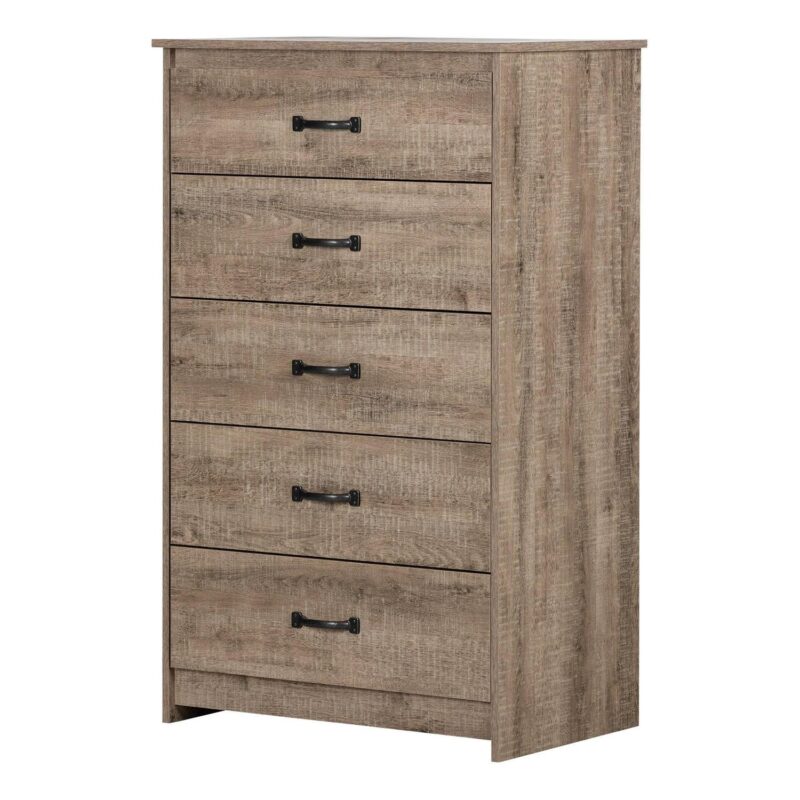 South Shore Tassio Farmhouse 5-Drawers Dresser Weathered Oak - Image 10