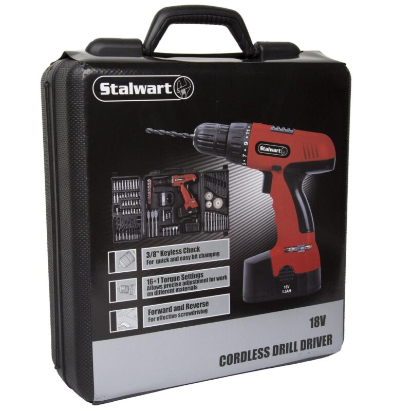 Stalwart 18-Volt Ni-Cad Cordless Drill With 89-Piece Drill Set, W550031 Power Tool Sets - Image 4