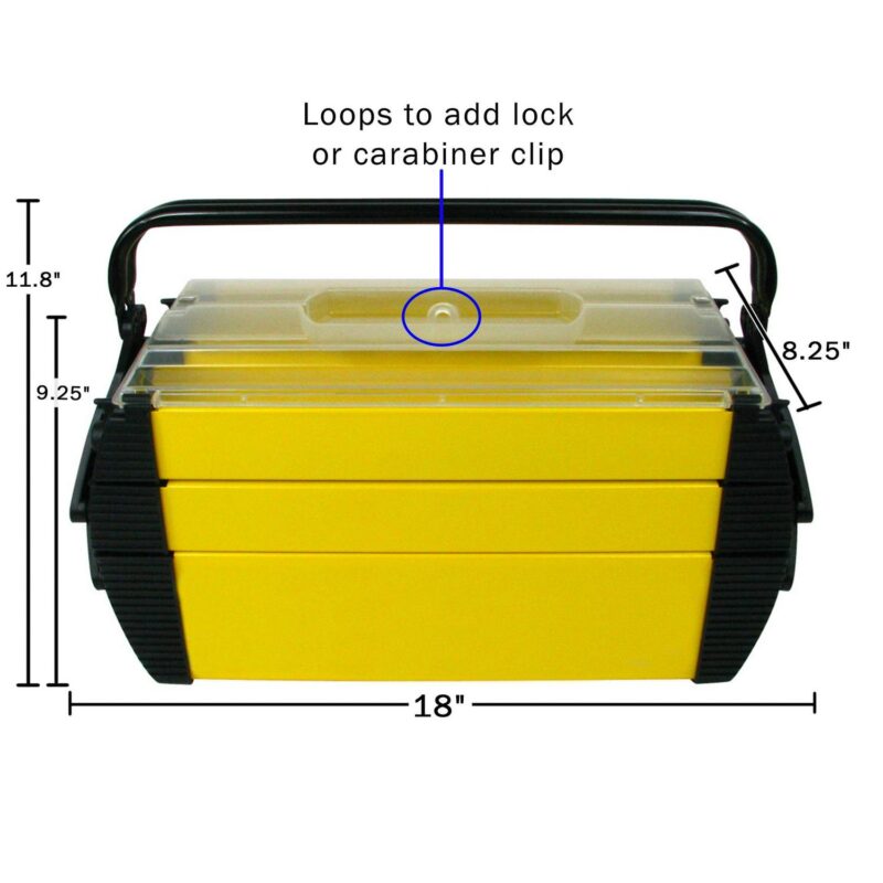 Stalwart 3-Tier Portable Plastic Tool Box with 5 Compartments, Yellow - Image 2