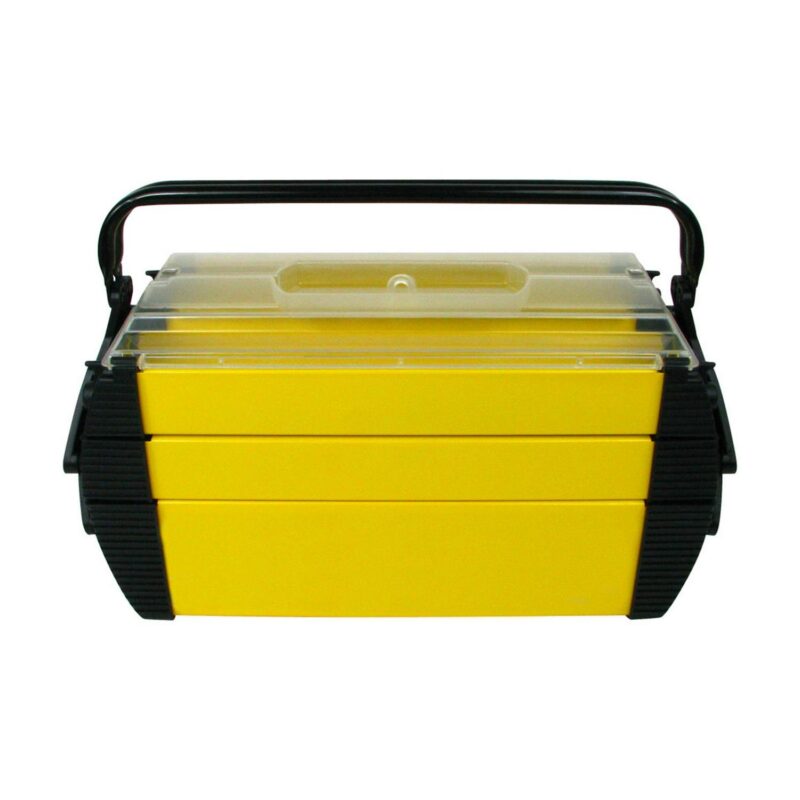 Stalwart 3-Tier Portable Plastic Tool Box with 5 Compartments, Yellow - Image 8