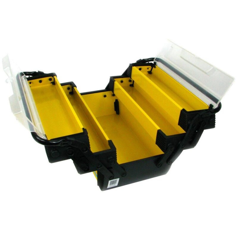 Stalwart 3-Tier Portable Plastic Tool Box with 5 Compartments, Yellow - Image 7