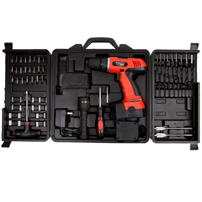 Stalwart 78PC 18V Cordless Drill Set with Bits, Sockets, and Drivers (Red) - Image 9