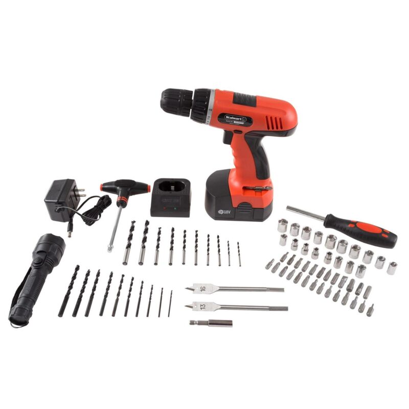 Stalwart 78PC 18V Cordless Drill Set with Bits, Sockets, and Drivers (Red) - Image 7