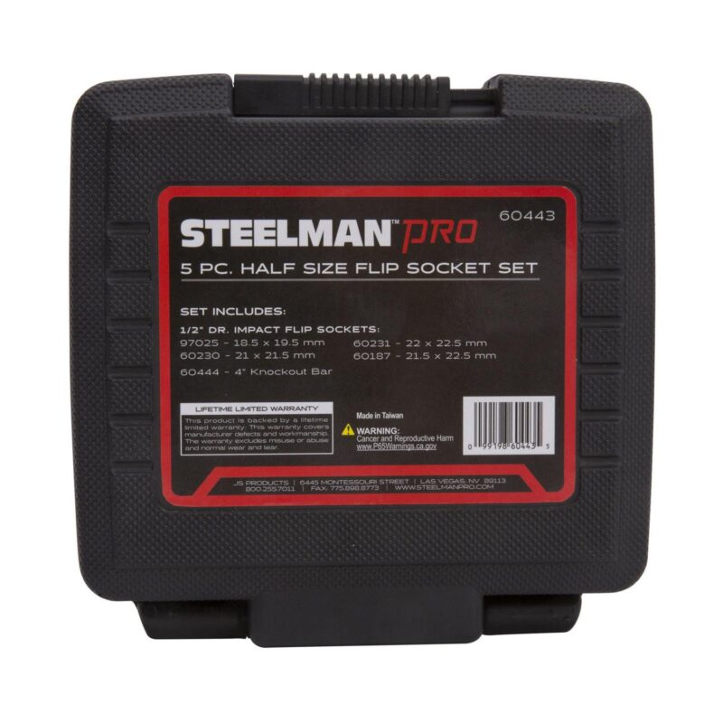Steelman 5 Pc 1/2in Drive 6-Pt Flip Socket Set 18.5, 19.5, 21, 21.5, 22, 22.5 mm - Image 3