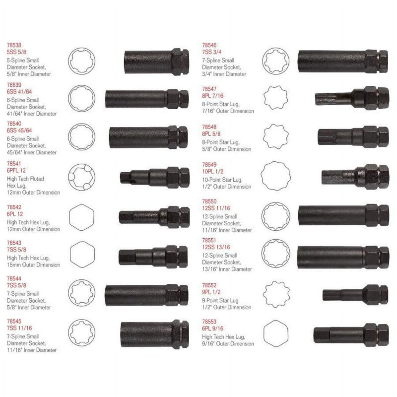 Steelman 78537 16-Piece SAE/Metric Locking Lug Nut Master Key Set - Image 2
