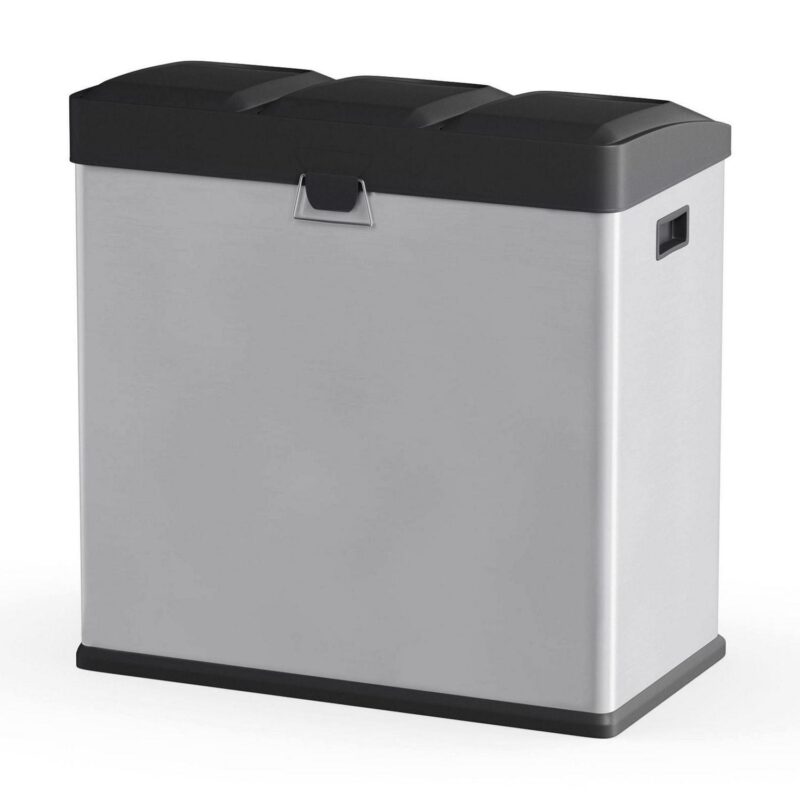 Step N' Sort 3-Compartment Stainless Steel Kitchen Trash and Recycling Bin, 16 gal - Image 7