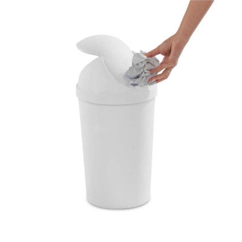 Sterilite 10838006 3 Gallon Round Swing Top Plastic Wastebasket, White (6 Pack) - Image 6