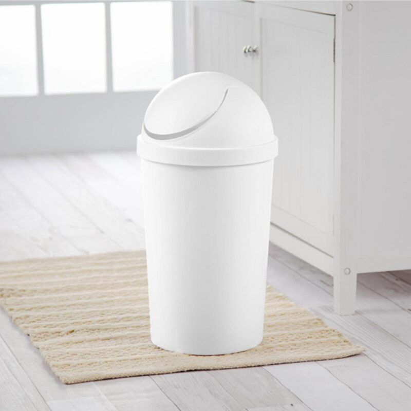 Sterilite 10838006 3 Gallon Round Swing Top Plastic Wastebasket, White (6 Pack) - Image 5
