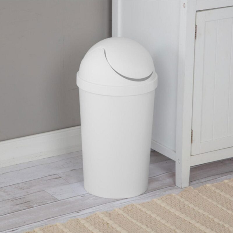 Sterilite 10838006 3 Gallon Round Swing Top Plastic Wastebasket, White (6 Pack) - Image 3