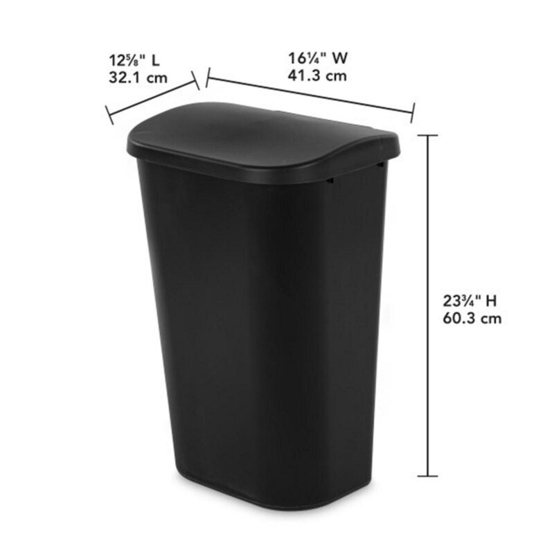 Sterilite 11.3 Gal Lift Top Kitchen Trash Can Wastebaskets, Black (24 Pack) - Image 2