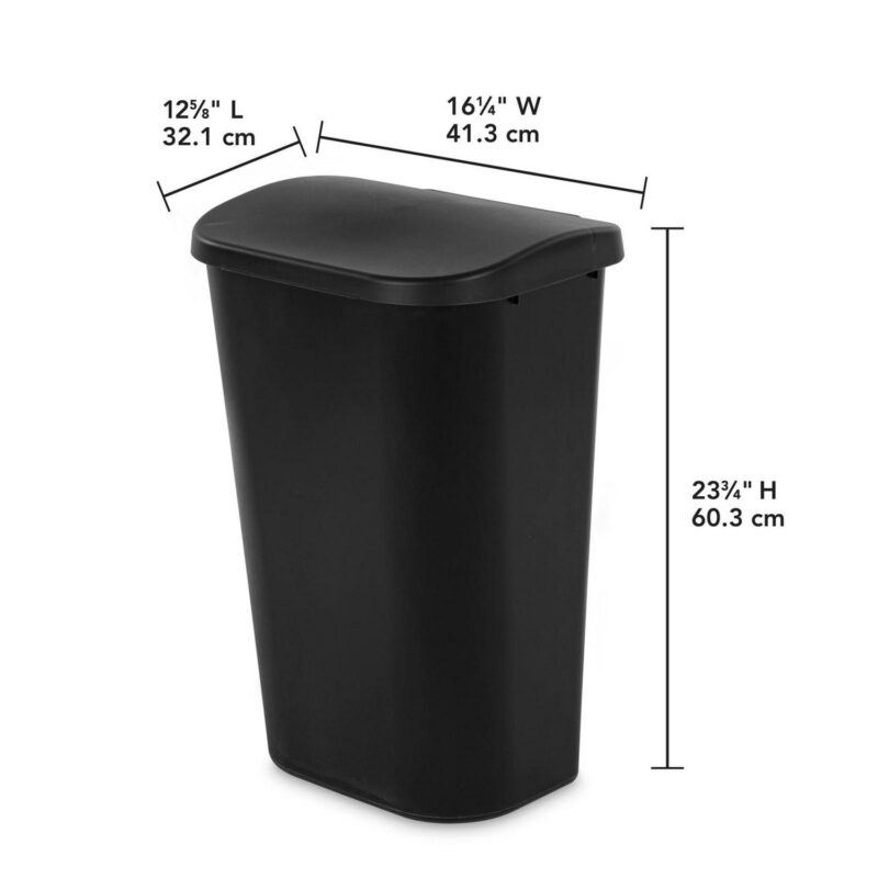 Sterilite 11.3 Gallon Lift Top Lid Wastebasket Trash Can, Black (6 Pack) - Image 4