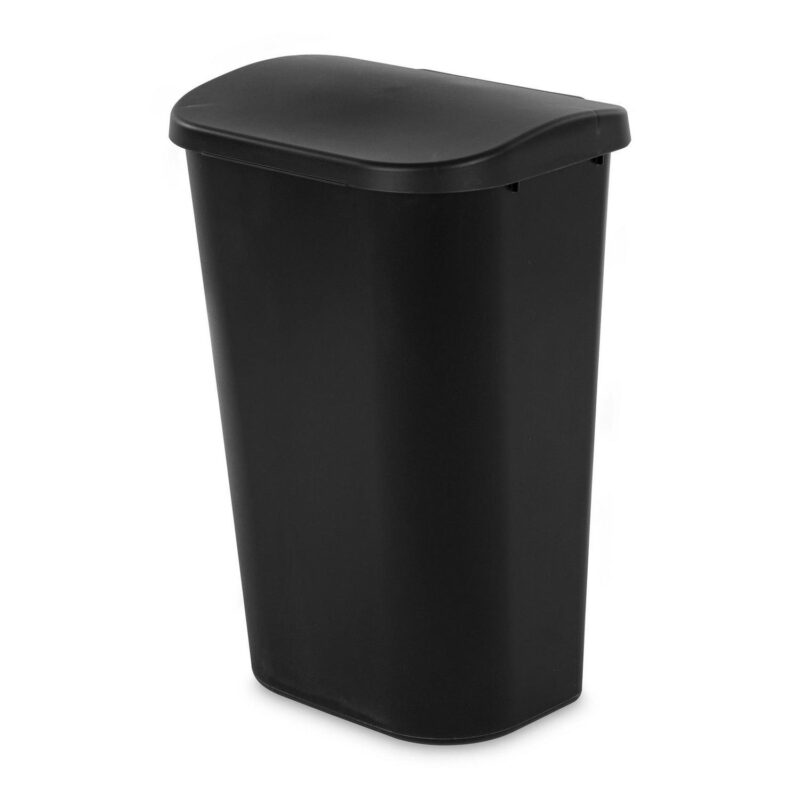 Sterilite 11.3 Gallon Lift Top Lid Wastebasket Trash Can, Black (6 Pack) - Image 2