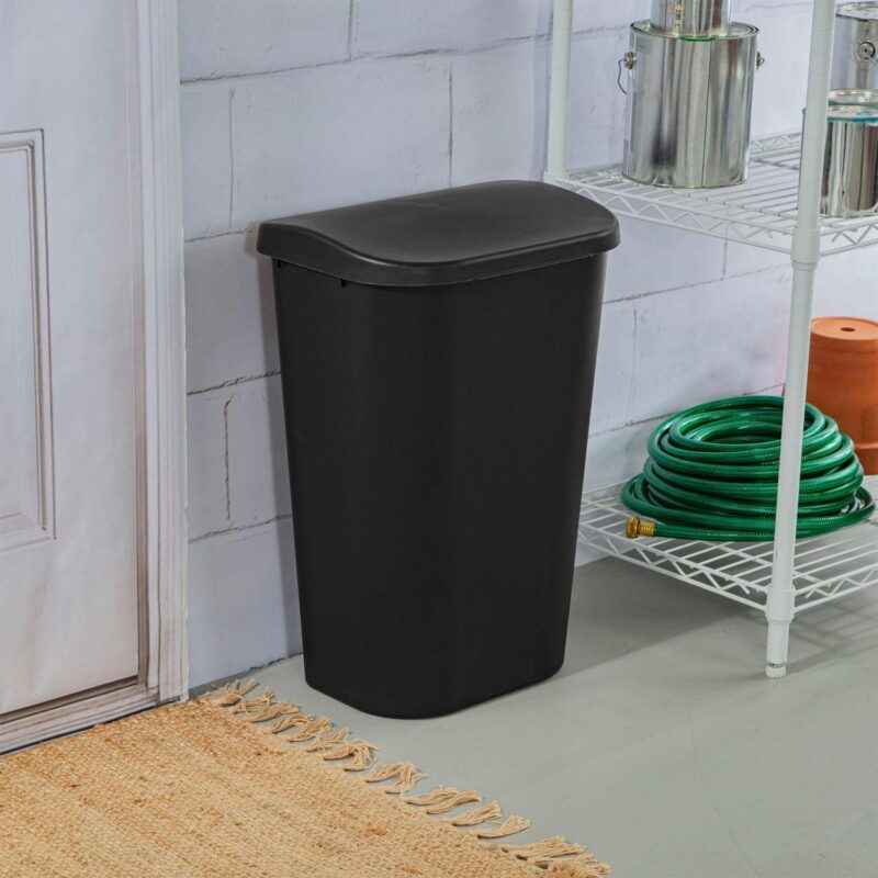 Sterilite 11.3 Gallon Lift Top Lid Wastebasket Trash Can, Black (6 Pack) - Image 6