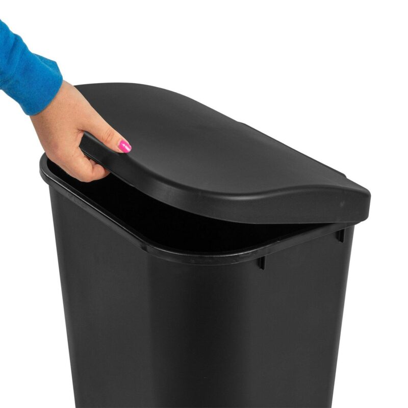 Sterilite 11.3 Gallon Lift Top Lid Wastebasket Trash Can, Black (6 Pack) - Image 5