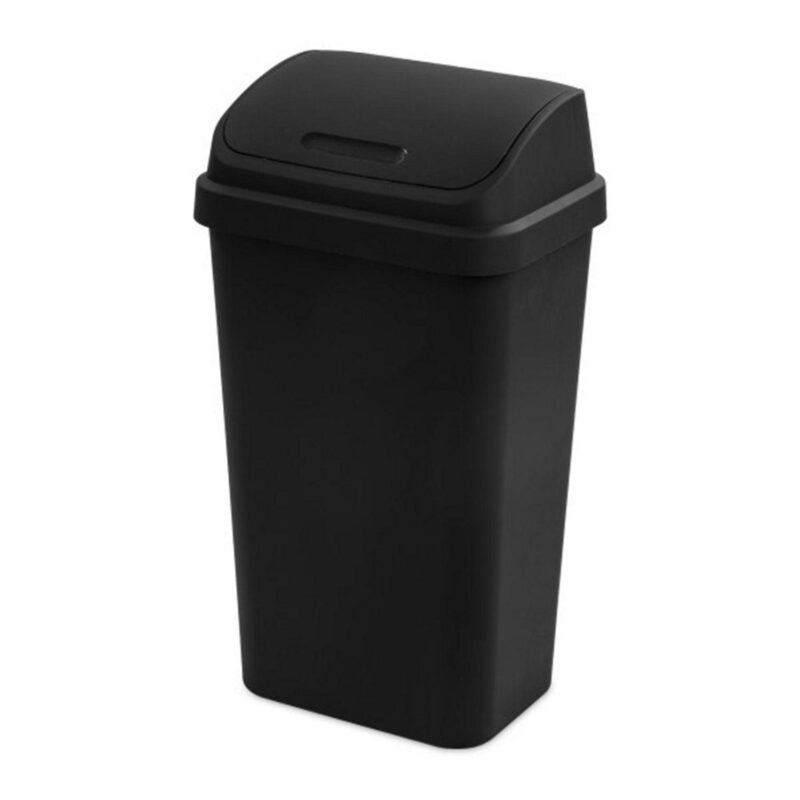 Sterilite 13 Gallon Swing Top Lid Wastebasket Trash Can for Kitchen, Black (16 Pack)