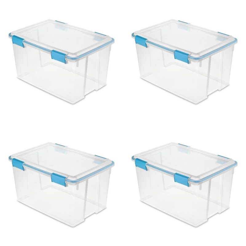 Sterilite 54 Qt. Gasket Box Blue Aquarium Case of 4