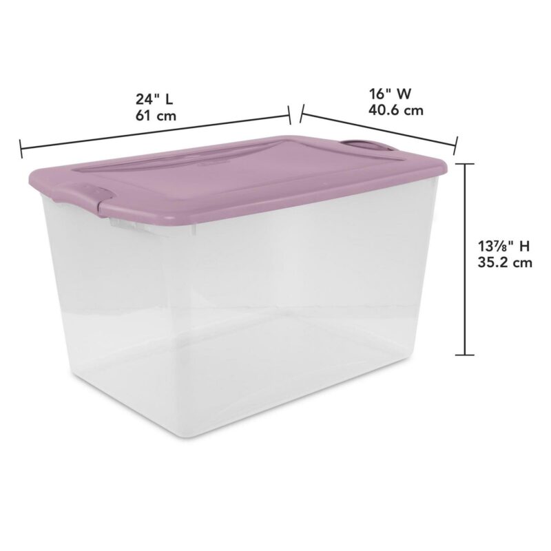 Sterilite 66 Qt. Latch Box Plastic Adult, Lilac Bloom, Set of 6 - Image 3