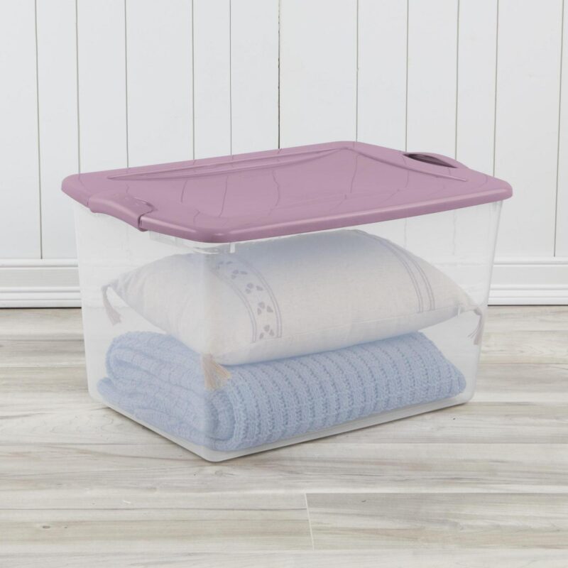 Sterilite 66 Qt. Latch Box Plastic Adult, Lilac Bloom, Set of 6 - Image 4