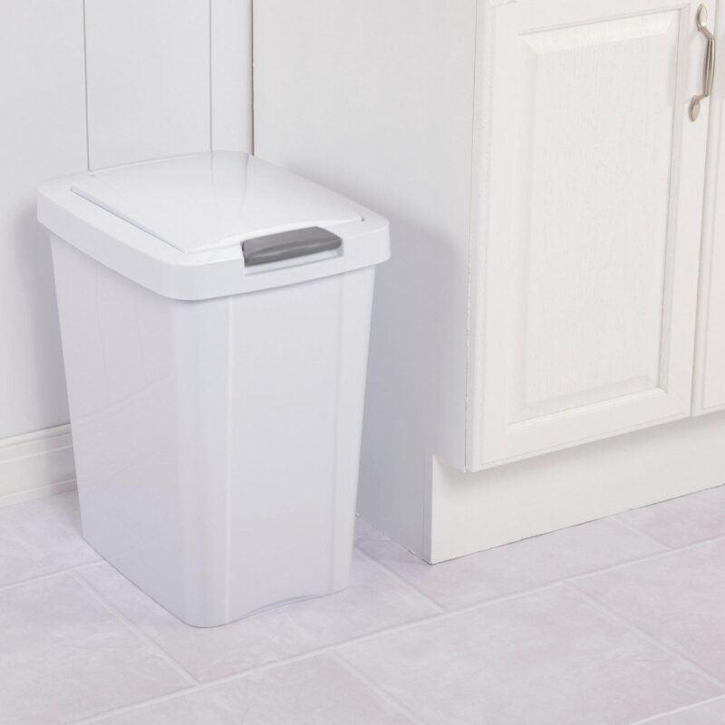 Sterilite 7.5 Gallon Trash Can, Plastic Touch Top Office Trash Can, 4 Pack, White - Image 4