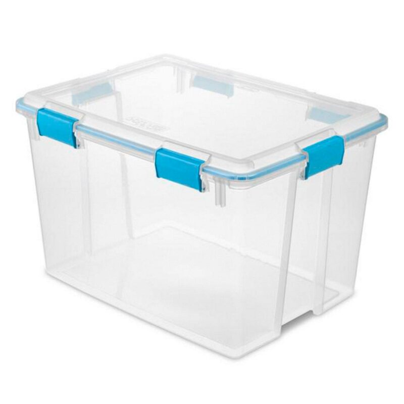 Sterilite 80-Quart Clear Plastic Stackable Storage Bin w/ Clear Gasket Latch Lid