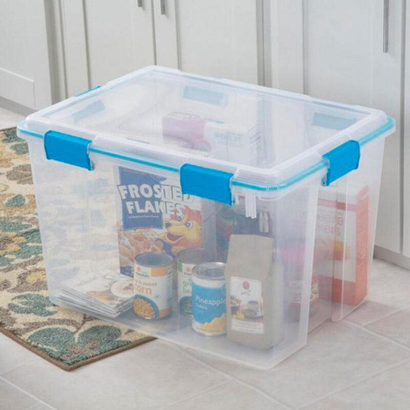 Sterilite 80-Quart Clear Plastic Stackable Storage Bin w/ Clear Gasket Latch Lid - Image 8